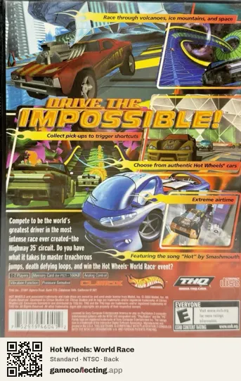 Hot Wheels: World Race PlayStation 2, NTSC box back