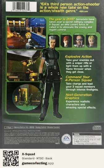 X-Squad PlayStation 2, NTSC box back
