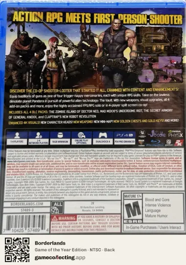 Borderlands PlayStation 4, NTSC box back