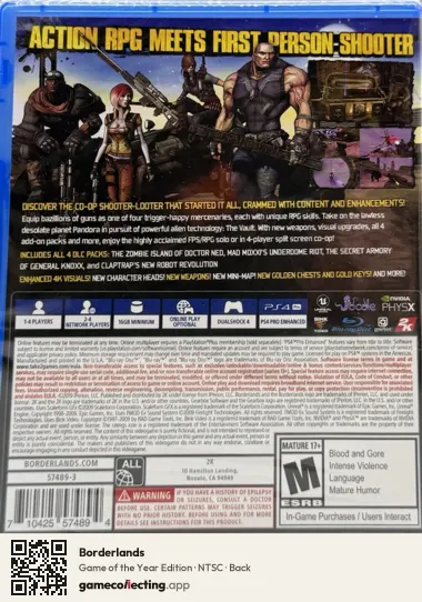 Borderlands PlayStation 4, NTSC box back