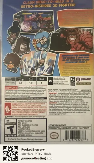 Pocket Bravery Nintendo Switch, NTSC box back