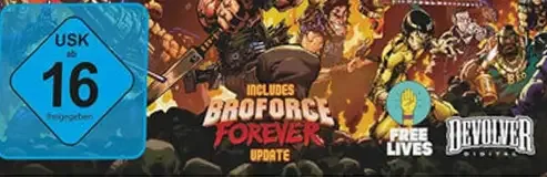Broforce, the USK square on its front