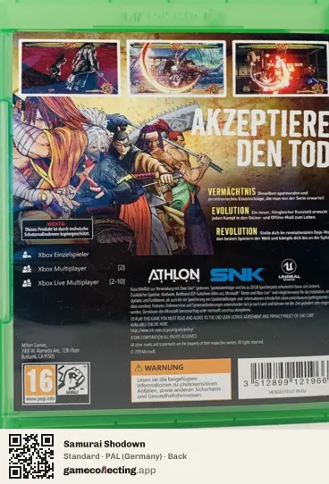 Samurai Shodown Xbox One, Germany box back