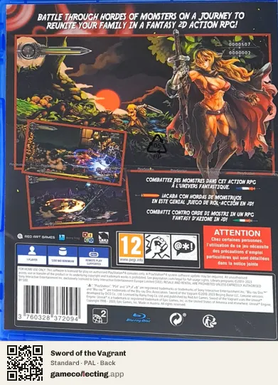 Sword of the Vagrant PlayStation 4, PAL box back