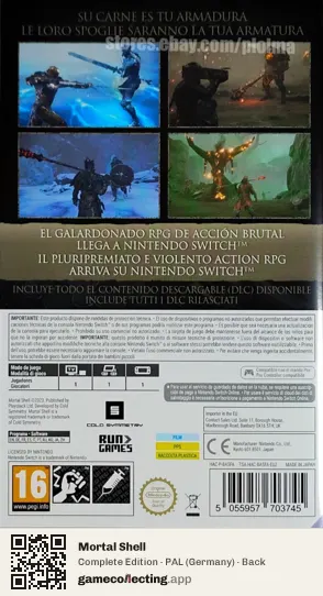 Mortal Shell Nintendo Switch, Germany box back