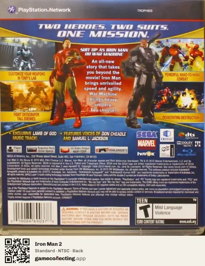 Iron Man 2 PlayStation 3, NTSC box back