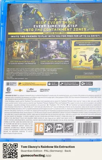 Tom Clancy's Rainbow Six Extraction PlayStation 5, Germany box back