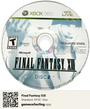 Final Fantasy XIII Xbox 360, NTSC disc