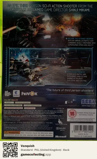 Vanquish Xbox 360, United Kingdom box back