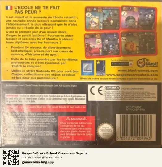 Casper's Scare School: Classroom Capers Nintendo DS, France box back