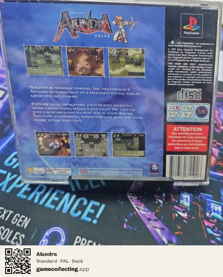 Alundra PlayStation, PAL box back