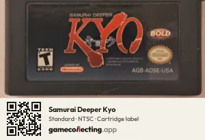 Samurai Deeper Kyo Game Boy Advance, NTSC cartridge label