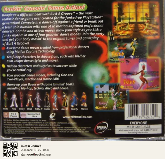 Bust a Groove PlayStation, NTSC box back
