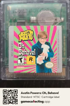 Austin Powers: Oh, Behave! Game Boy Color, NTSC cartridge label
