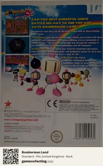 Bomberman Land Nintendo Wii, United Kingdom box back