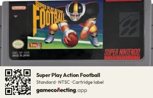 Super Play Action Football Super Nintendo Entertainment System, NTSC cartridge label