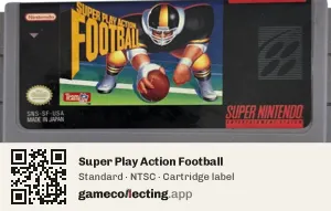 Super Play Action Football Super Nintendo Entertainment System, NTSC cartridge label