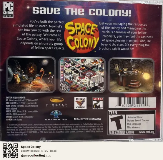Space Colony Computer, NTSC box back