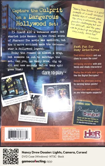 Nancy Drew Dossier: Lights, Camera, Curses! Computer, NTSC box back