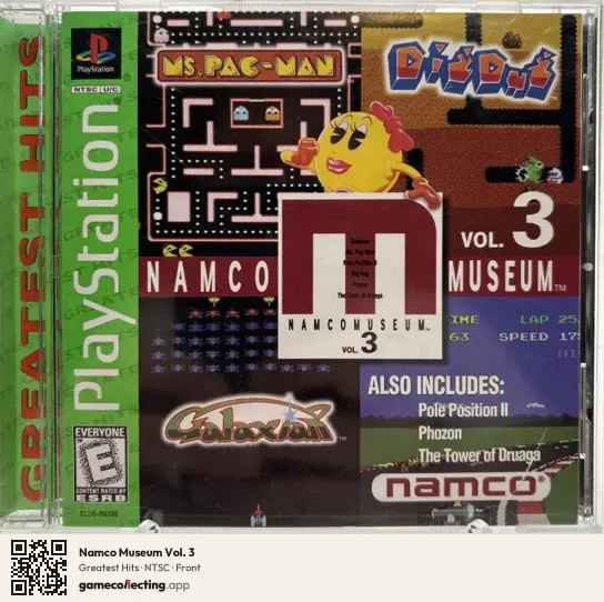 Namco Museum Vol. 3 PlayStation, NTSC box front