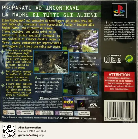 Alien Resurrection PlayStation, Italy box back