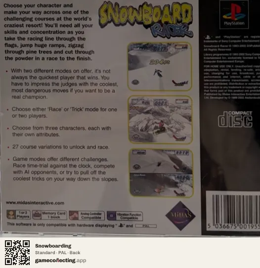 Snowboarding PlayStation, PAL box back