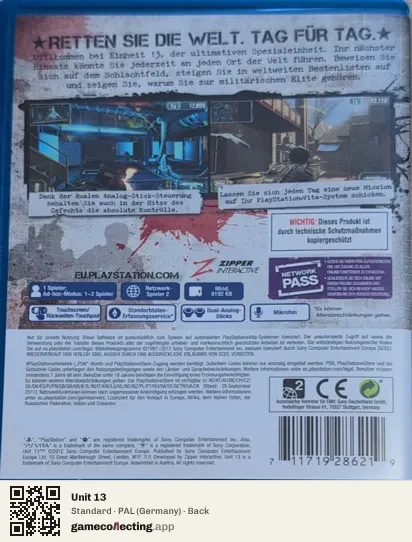 Unit 13 PlayStation Vita, Germany box back
