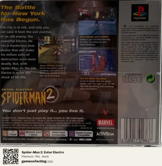 Spider-Man 2: Enter Electro PlayStation, PAL box back