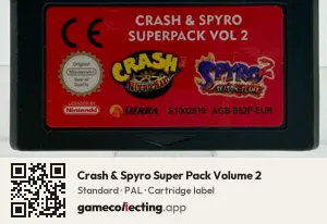 Crash & Spyro Super Pack Volume 2 Game Boy Advance, PAL cartridge label