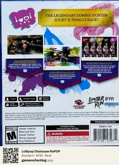 Lollipop Chainsaw RePOP PlayStation 5, NTSC box back