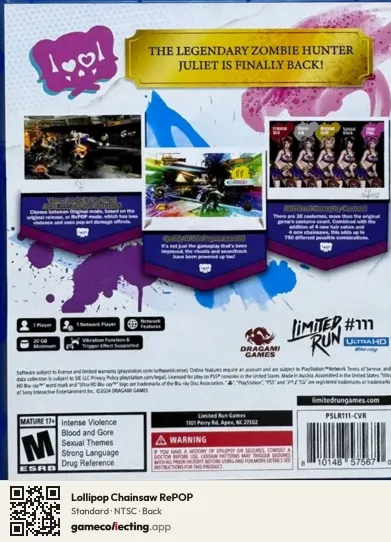 Lollipop Chainsaw RePOP PlayStation 5, NTSC box back