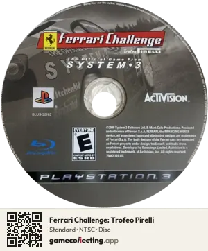 Ferrari Challenge: Trofeo Pirelli PlayStation 3, NTSC disc