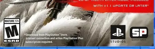 Ghost of Tsushima, the ESRB box on its front