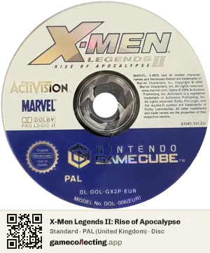 X-Men Legends II: Rise of Apocalypse Nintendo GameCube, PAL disc