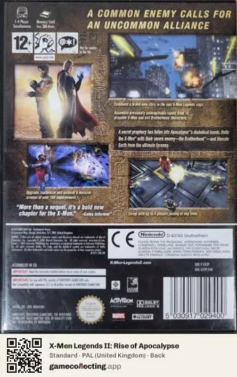 X-Men Legends II: Rise of Apocalypse Nintendo GameCube, United Kingdom box back