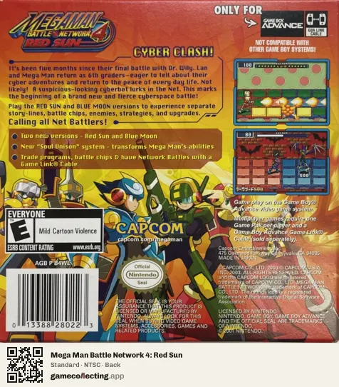 Mega Man Battle Network 4: Red Sun Game Boy Advance, NTSC box back