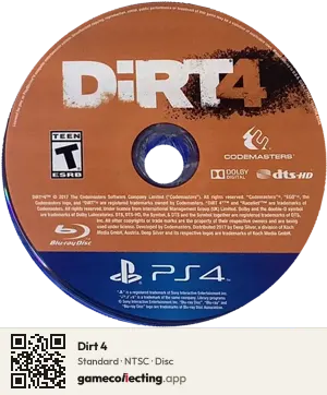 Dirt 4 PlayStation 4, NTSC disc