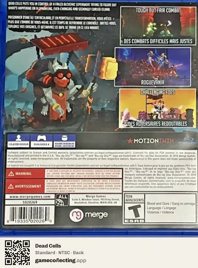Dead Cells PlayStation 4, NTSC box back