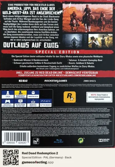 Red Dead Redemption 2 PlayStation 4, Germany box back
