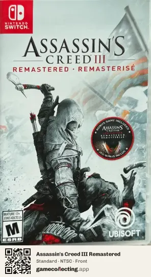 Assassin's Creed III Remastered Nintendo Switch, NTSC box front