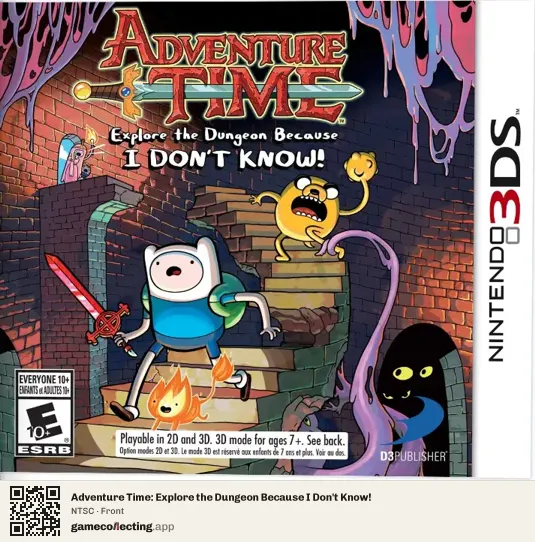 Adventure Time: Explore the Dungeon Because I Don't Know! Nintendo 3DS, NTSC box front