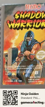 Ninja Gaiden Nintendo Entertainment System, PAL cartridge label