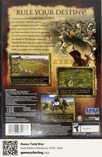 Rome: Total War Computer, NTSC box back