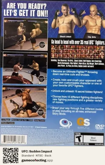 UFC: Sudden Impact PlayStation 2, NTSC box back