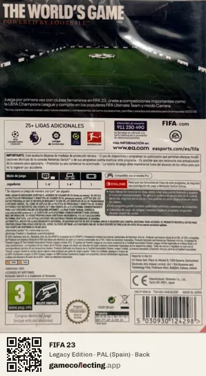 FIFA 23 Nintendo Switch, Spain box back