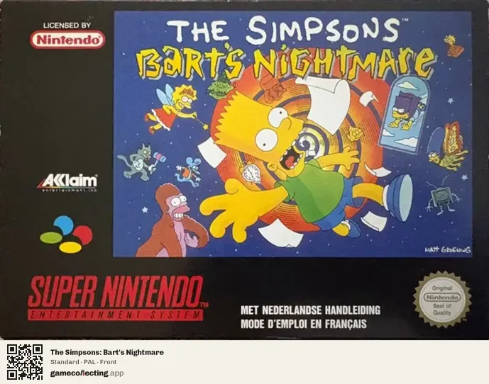 The Simpsons: Bart's Nightmare Super Nintendo Entertainment System, PAL box front