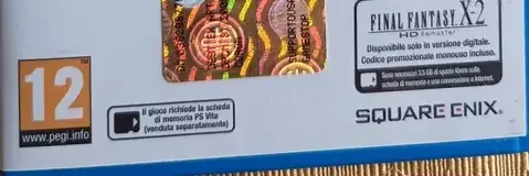 Final Fantasy X/X-2 HD Remaster, the PEGI square on its front