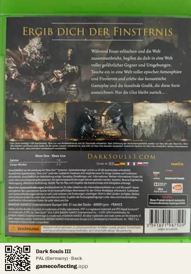 Dark Souls III Xbox One, Germany box back