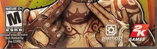 Borderlands 2, the ESRB box on its front