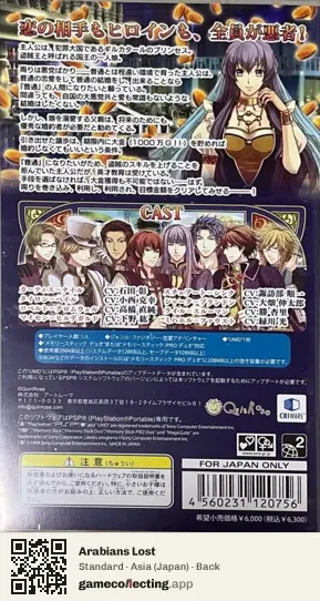 Arabians Lost PlayStation Portable, Asia box back
